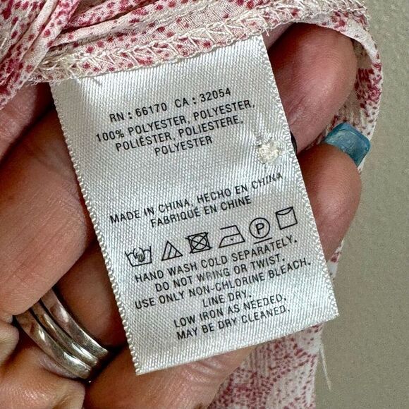 NWOT Feather & Bone by Anthropologie Flutter Sleeve Pink & Cream Wrap Dress S - Picture 6 of 10